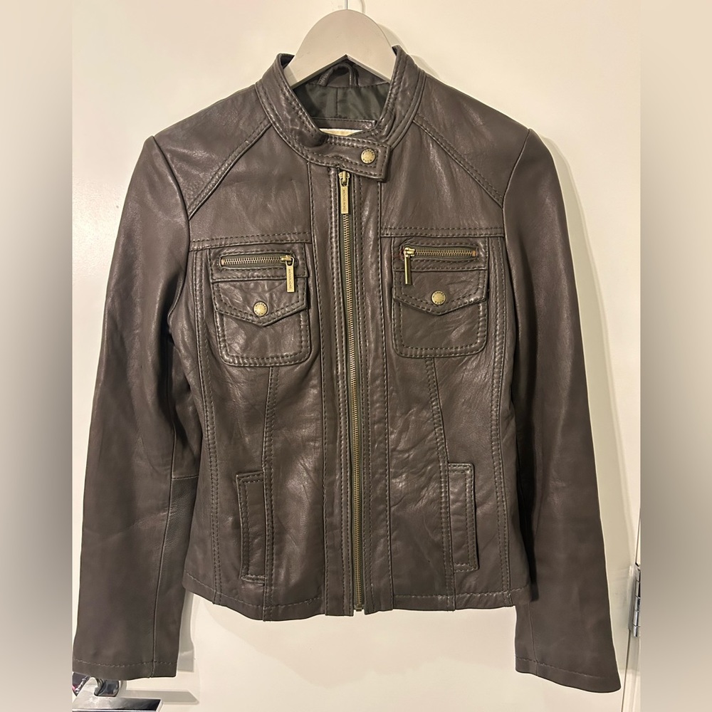 Michael Kors Moto Leather Jacket - size small
